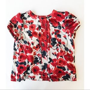 Janie & Jack Size 3 Red Blue Floral Top